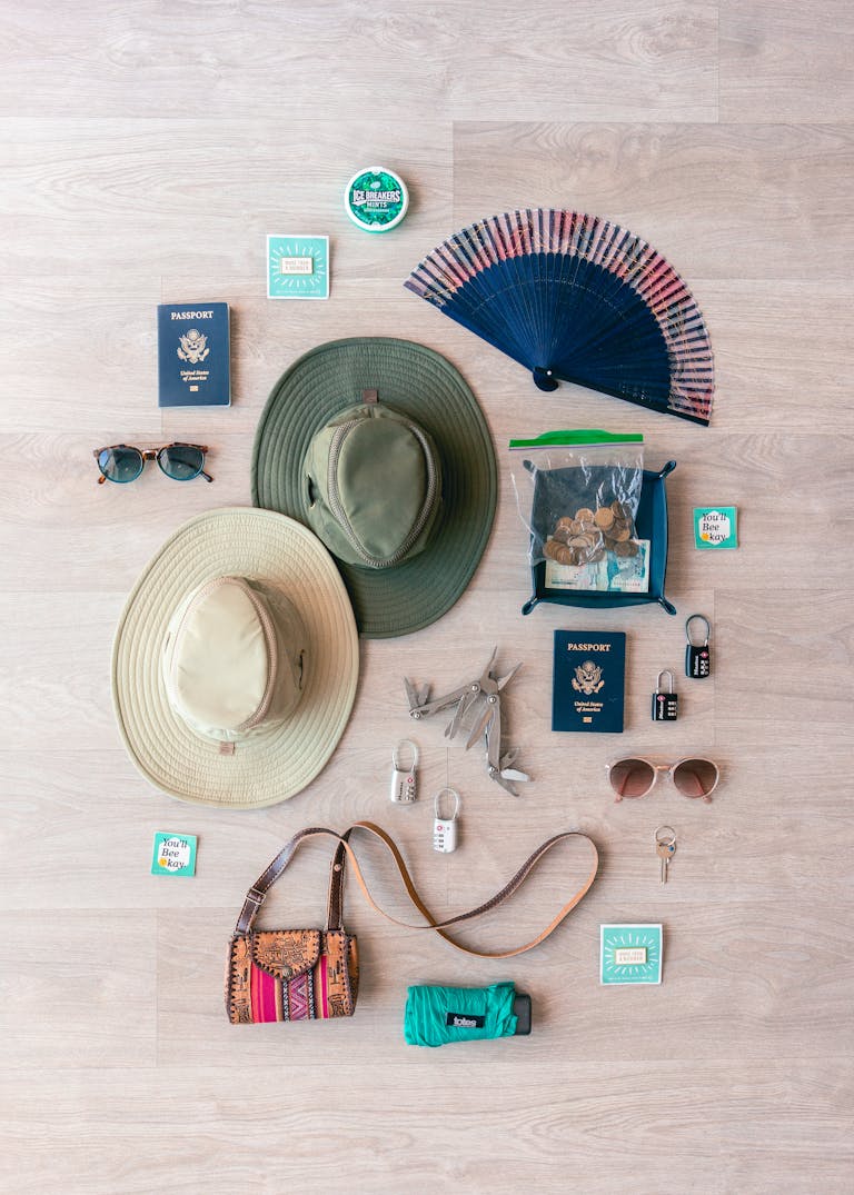 travel essential tools and accessories, perfect for packing inspiration. cektiket.com